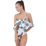 Nasturtium Flowers Plant Leaves Drape Piece Swimsuit