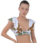 Nasturtium Flowers Plant Leaves Plunge Frill Sleeve Bikini Top