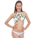 Nasturtium Flowers Plant Leaves Cross Front Halter Bikini Top