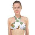 Nasturtium Flowers Plant Leaves High Neck Bikini Top