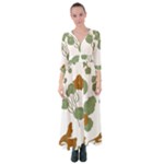 Nasturtium Flowers Plant Leaves Button Up Maxi Dress