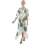 Nasturtium Flowers Plant Leaves Quarter Sleeve Wrap Front Maxi Dress