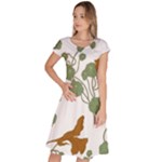 Nasturtium Flowers Plant Leaves Classic Short Sleeve Dress