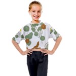 Nasturtium Flowers Plant Leaves Kids Mock Neck T-Shirt