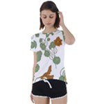 Nasturtium Flowers Plant Leaves Short Sleeve Open Back T-Shirt