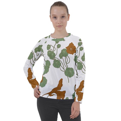 Nasturtium Flowers Plant Leaves Women s Long Sleeve Raglan T