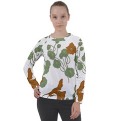 Nasturtium Flowers Plant Leaves Women s Long Sleeve Raglan T