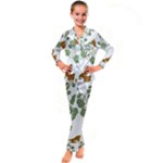 Nasturtium Flowers Plant Leaves Kids  Satin Long Sleeve Pajamas Set