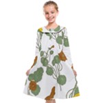 Nasturtium Flowers Plant Leaves Kids  Midi Sailor Dress