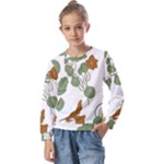 Nasturtium Flowers Plant Leaves Kids  Long Sleeve T-Shirt with Frill 