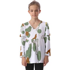 Kids  V Neck Casual Top 