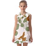 Nasturtium Flowers Plant Leaves Kids  Pilgrim Collar Ruffle Hem Dress