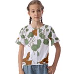 Nasturtium Flowers Plant Leaves Kids  Cuff Sleeve Scrunch Bottom T-Shirt