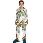 Nasturtium Flowers Plant Leaves Kids  Long Sleeve Velvet Pajamas Set