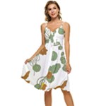 Nasturtium Flowers Plant Leaves Sleeveless Tie Front Chiffon Dress