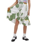 Nasturtium Flowers Plant Leaves Kids  Ruffle Flared Wrap Midi Skirt