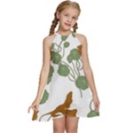 Nasturtium Flowers Plant Leaves Kids  Halter Collar Waist Tie Chiffon Dress