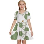 Nasturtium Flowers Plant Leaves Kids  Short Sleeve Tiered Mini Dress