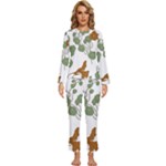 Nasturtium Flowers Plant Leaves Womens  Long Sleeve Lightweight Pajamas Set