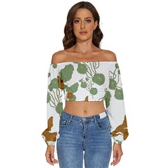 Long Sleeve Crinkled Weave Crop Top 