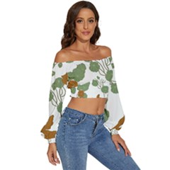 Long Sleeve Crinkled Weave Crop Top 