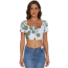 Short Sleeve Square Neckline Crop Top  