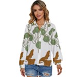 Nasturtium Flowers Plant Leaves Women s Long Sleeve Button Up Shirt