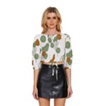 Nasturtium Flowers Plant Leaves Mid Sleeve Drawstring Hem Top