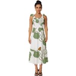 Nasturtium Flowers Plant Leaves Tie-Strap Tiered Midi Chiffon Dress