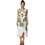 Nasturtium Flowers Plant Leaves Sleeveless Round Neck Midi Dress