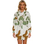 Nasturtium Flowers Plant Leaves Womens Long Sleeve Shirt Dress