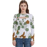 Nasturtium Flowers Plant Leaves Women s Cut Out Long Sleeve T-Shirt