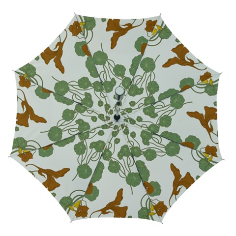 Nasturtium Flowers Plant Leaves Automatic Folding Umbrella with Case (Medium) from ArtsNow.com