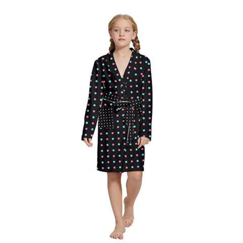 Pattern Dots Wallpaper Seamless Kids  Long Sleeve Velvet Lounge Robe from ArtsNow.com