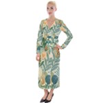 Leaves Pattern Flora Velvet Maxi Wrap Dress