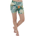 Leaves Pattern Flora Lightweight Velour Yoga Shorts