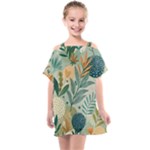 Leaves Pattern Flora Kids  One Piece Chiffon Dress