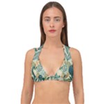 Leaves Pattern Flora Double Strap Halter Bikini Top