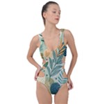 Leaves Pattern Flora Side Cut Out Swimsuit