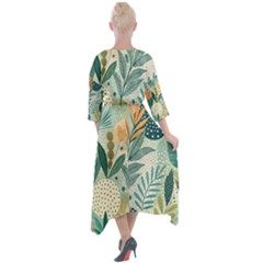 Quarter Sleeve Wrap Front Maxi Dress 