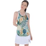 Leaves Pattern Flora Racer Back Mesh Tank Top