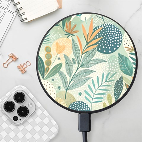 Leaves Pattern Flora Wireless Fast Charger(Black) from ArtsNow.com