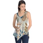 Leaves Pattern Floral Sleeveless Tunic