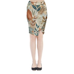 Leaves Pattern Floral Midi Wrap Pencil Skirt from ArtsNow.com