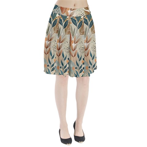 Leaves Pattern Floral Pleated Skirt from ArtsNow.com