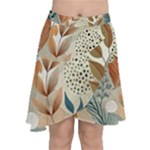 Leaves Pattern Floral Chiffon Wrap Front Skirt