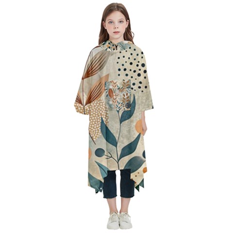 Leaves Pattern Floral Kids  Hooded Rain Ponchos from ArtsNow.com