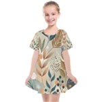 Leaves Pattern Floral Kids  Smock Dress