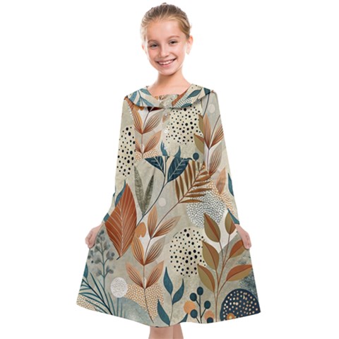 Leaves Pattern Floral Kids  Midi Sailor Dress from ArtsNow.com