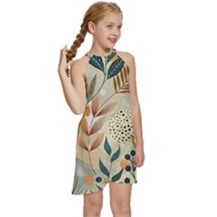 Kids  Halter Collar Waist Tie Chiffon Dress 